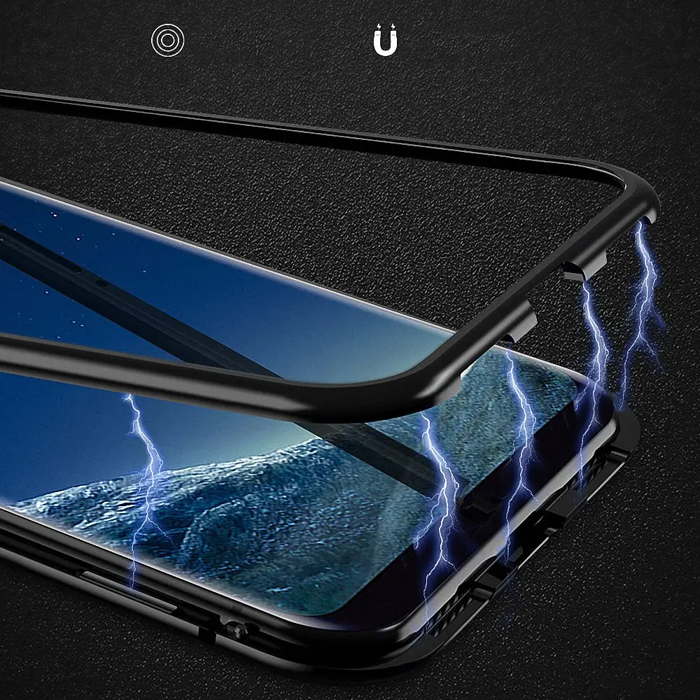 Магнитный Прозрачный чехол для телефона samsung Note 8 9 полный защитный бампер S10e S7 edge