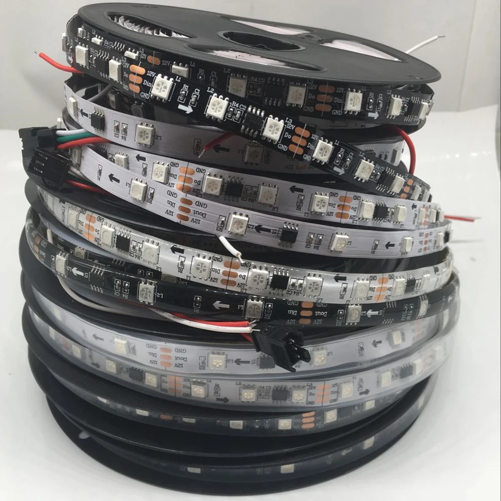 WS2811 5050 SMD RGB полосы адресуемых синхро адаптер длиной 1 м/5 м 30/60 светодиодов/m Led