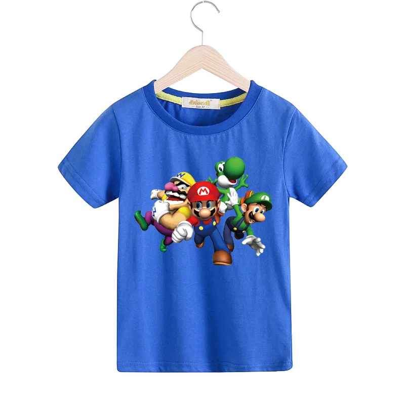 2018 Детская летняя футболка с коротким рукавом и 3D принтом Марио для мальчиков