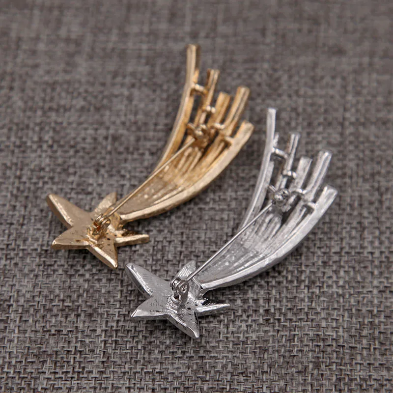 Брошь с изображением метеора из страз и кристаллов металлическая шпилька для