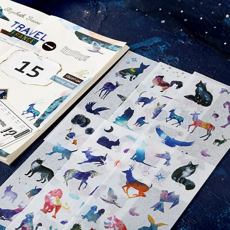 6 листов мечта звездное небо кошка бумажная наклейка для творчества украшенные