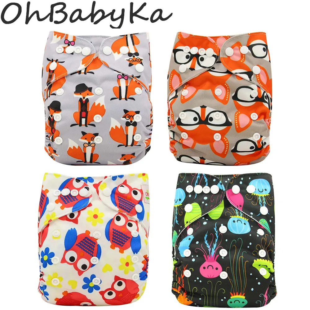 Ohbabyka многоразовые подгузники из ткани для новорожденных подгузники анти-протекания ткань пеленки с замшевой тканью один размер Couche Lavable