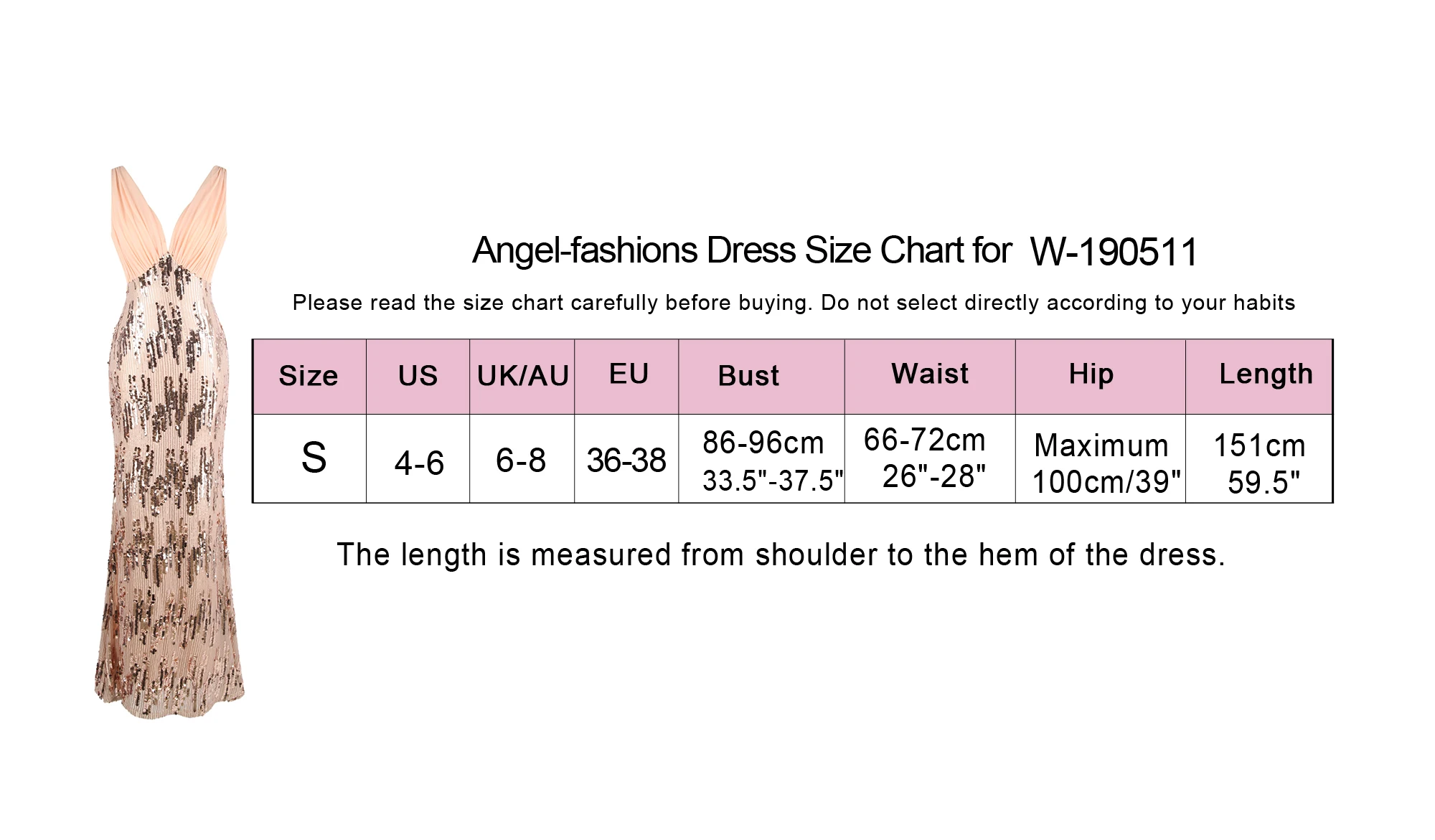 Angel-fashions Ангел-женской модной обуви Для женщин плиссированные V образным вырезом узор блесток длинное торжественное вечернее платье Шампань W-190511-S