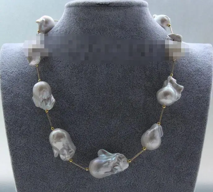 stunning NEW 20&quot 26mm baroque white Reborn keshi pearls necklace magnet clasp | Украшения и аксессуары