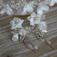 jonnafe charming porcelain flower bridal drop earrings wedding accessories jewelry handmade crystal women earrings