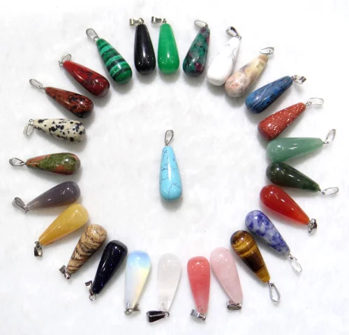 

Natural stone Turquoises lapis Opal Quartz Crystal tiger eye Water drops Pendant for diy Jewelry making necklace Accessories50pc