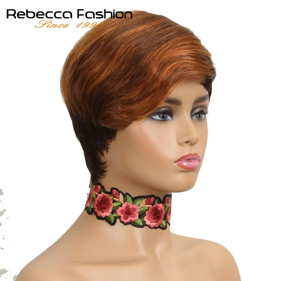 Rebecca перуанские Реми человеческие волосы парики для черных женщин короткие