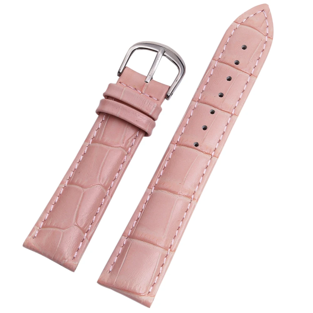 Ремешок кожаный для женских наручных часов браслет розового белого красного