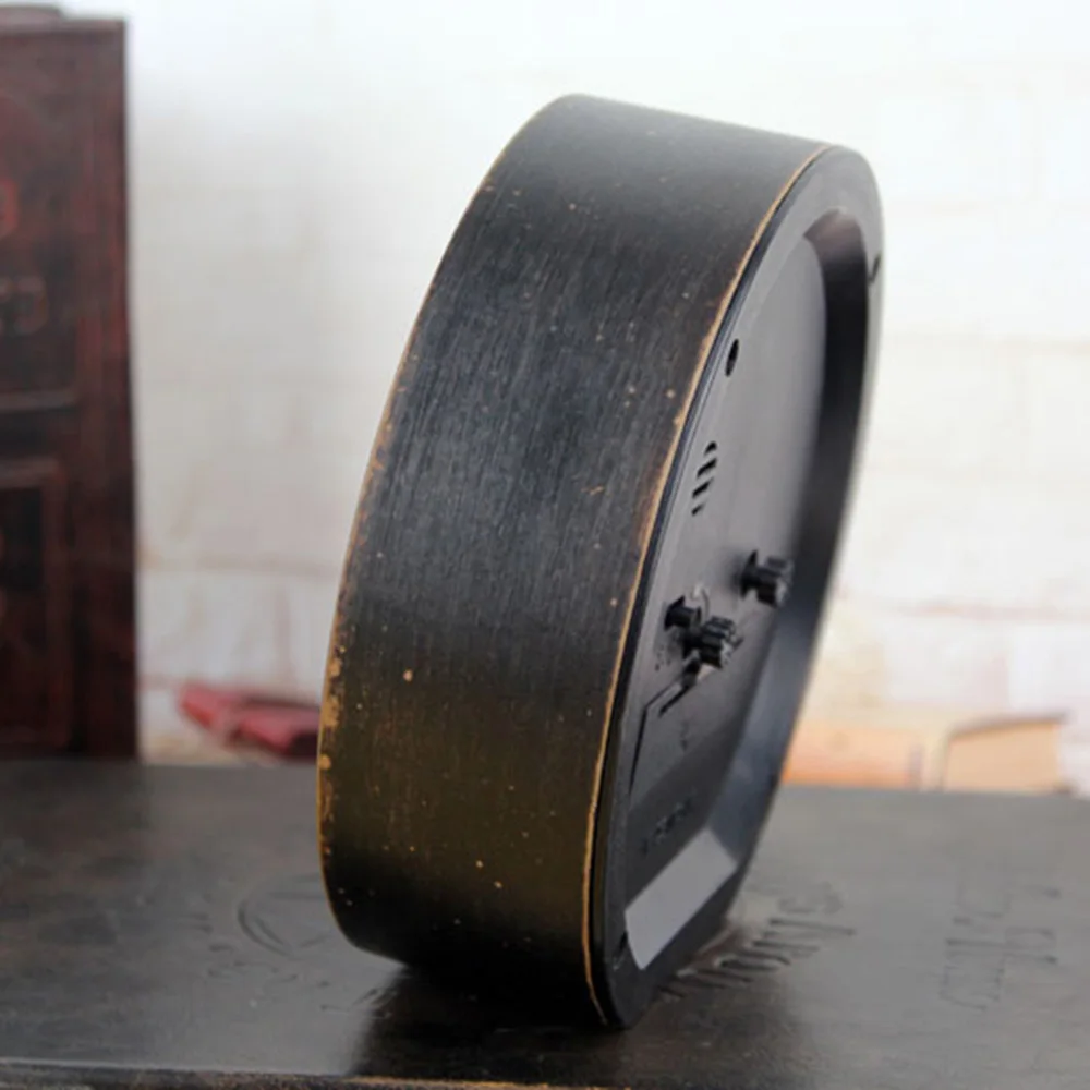 Модные Ретро стиль 3D искусственный черный деревянный будильник минималистичные