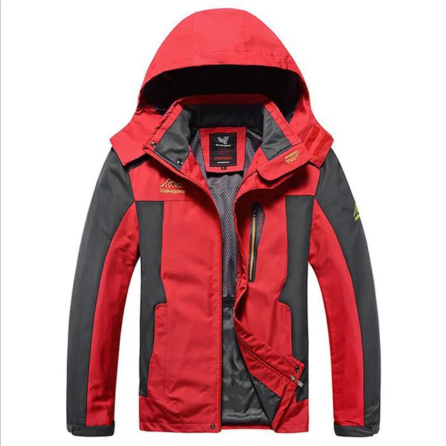 Красный Плюс размер 5XL, 6XL, 7XL, 8XL весна осень Мужская куртка с капюшоном Спорт на открытом воздухе Кемпинг Туризм Водонепроницаемая ветровка мужская куртка - Цвет: Красный