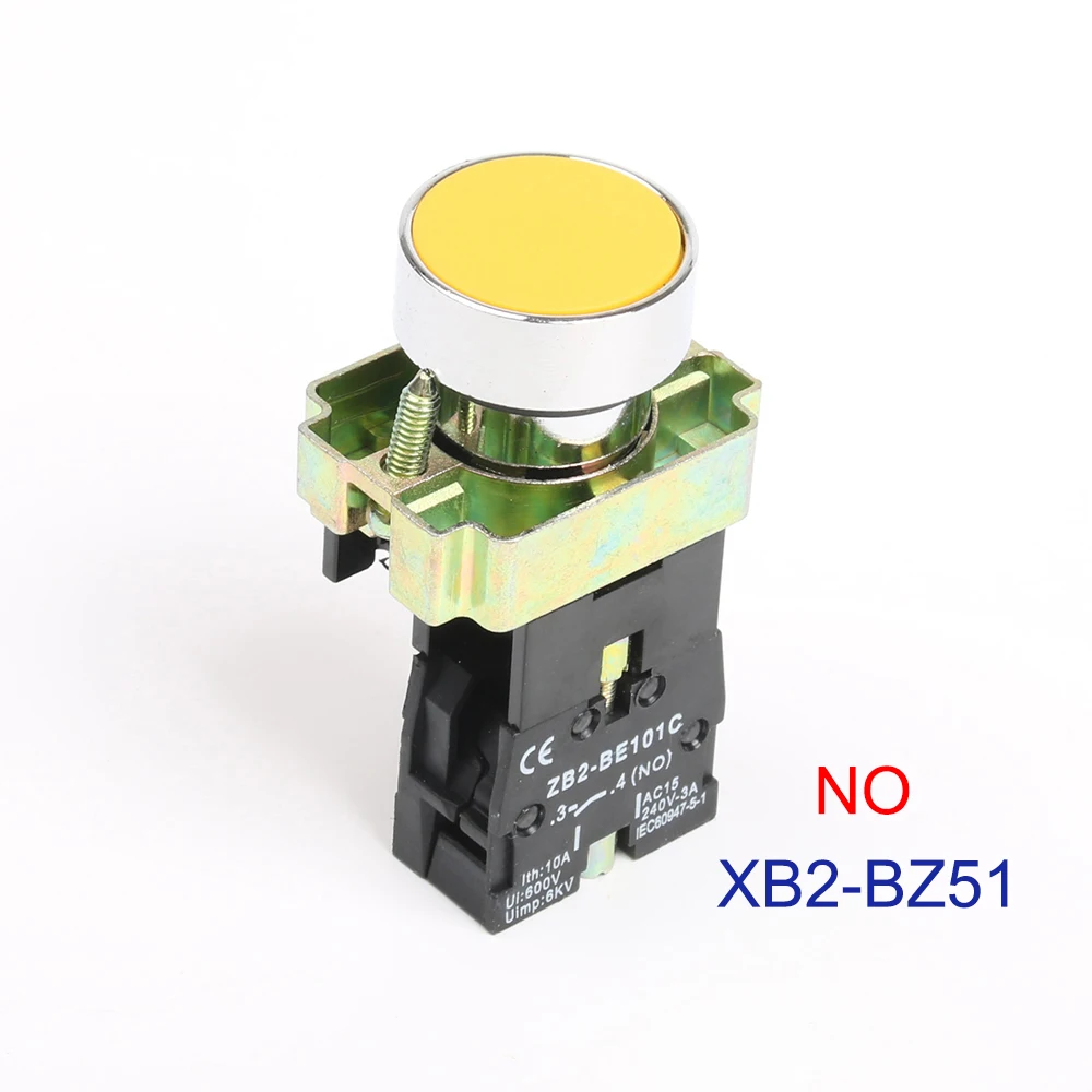 XB2-BZ42 BZ21 BZ51 BZ61 bz31самоблокирующийся плоский кнопочный переключатель NO/NC 22 мм