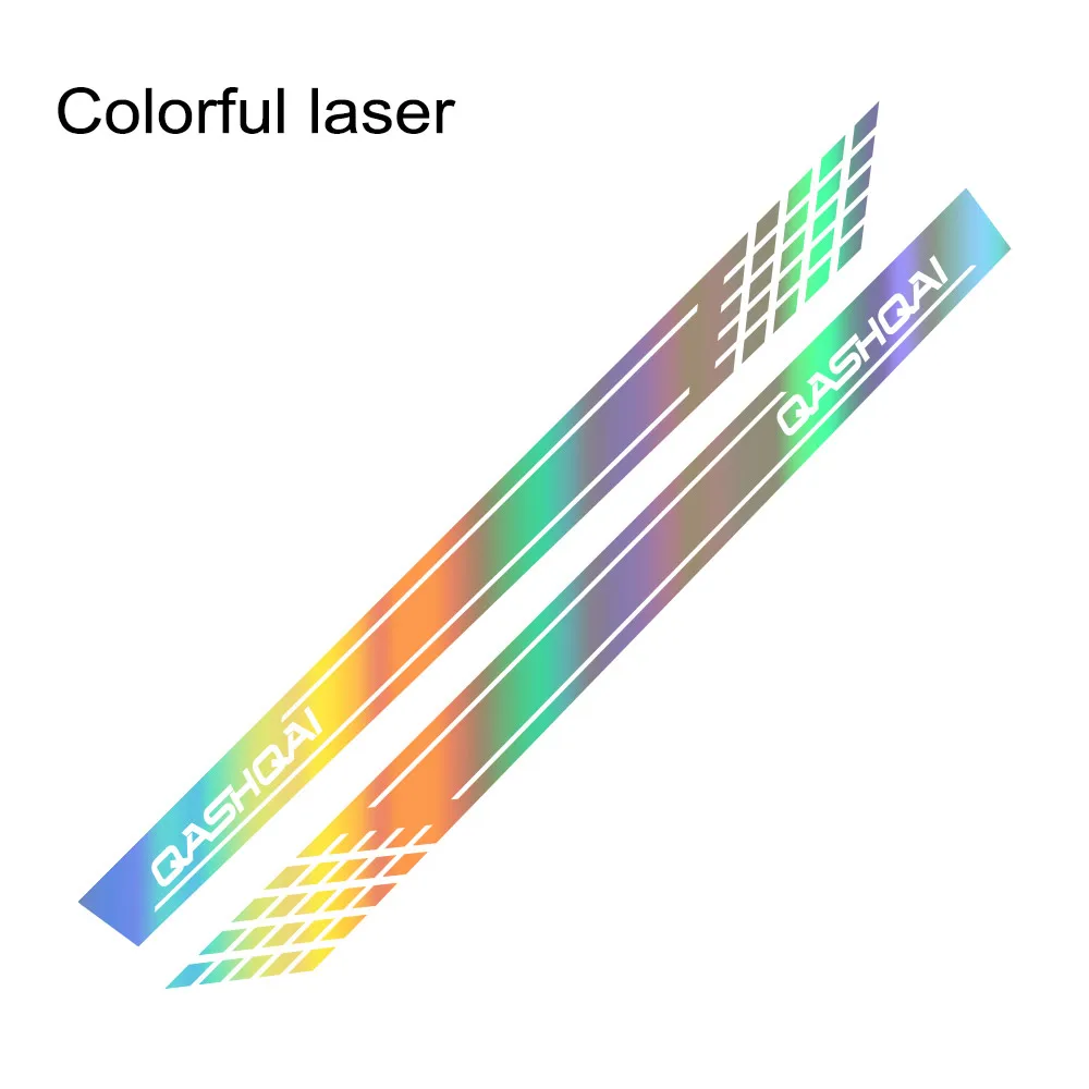 Colorful Laser Наклейка на юбку автомобиля, Авто Виниловая обёрточная бумага, гоночные длинные полосы, наклейки на автомобиль для Nissan Qashqai j11 j10, тюнинговые автомобильные аксессуары - Название цвета: Colorful Laser