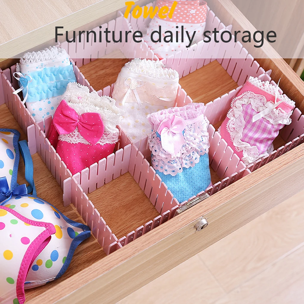 

Adjustable Plastic Drawer Divider 4pcs/8pcs DIY Storage Shelves Household Free Combination Partition Board Storage Dividers