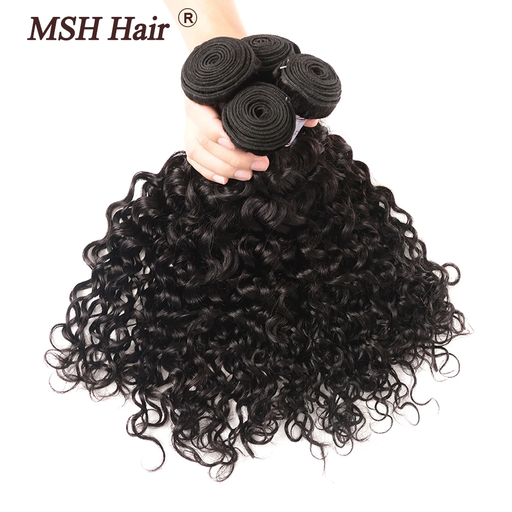 MSH волосы перуанские волна воды 4 пучка не Remy человеческие для наращивания