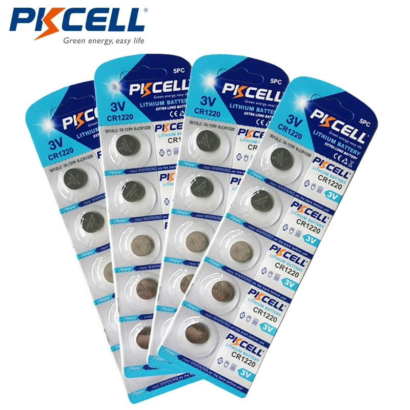 20 шт PKCELL CR1220 1220 ECR1220 3V литиевая кнопка батареи для монет|watch battery|button cell3v lithium |