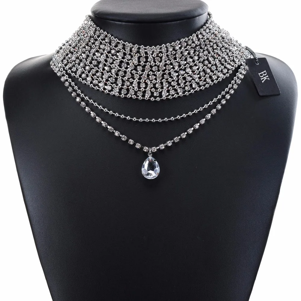 

BK Multi Color Victoria Jewelry Gold Chain Acrylic Bib Chunky Statement Choker Necklace Pendant