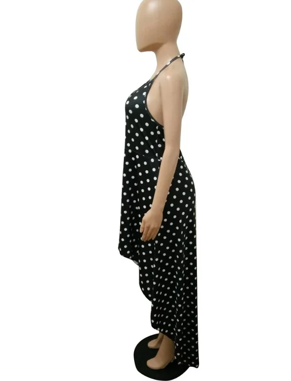 Nightclub dress H9395 with digital print white dots and black background Fashion ladies women party fancy | Женская одежда