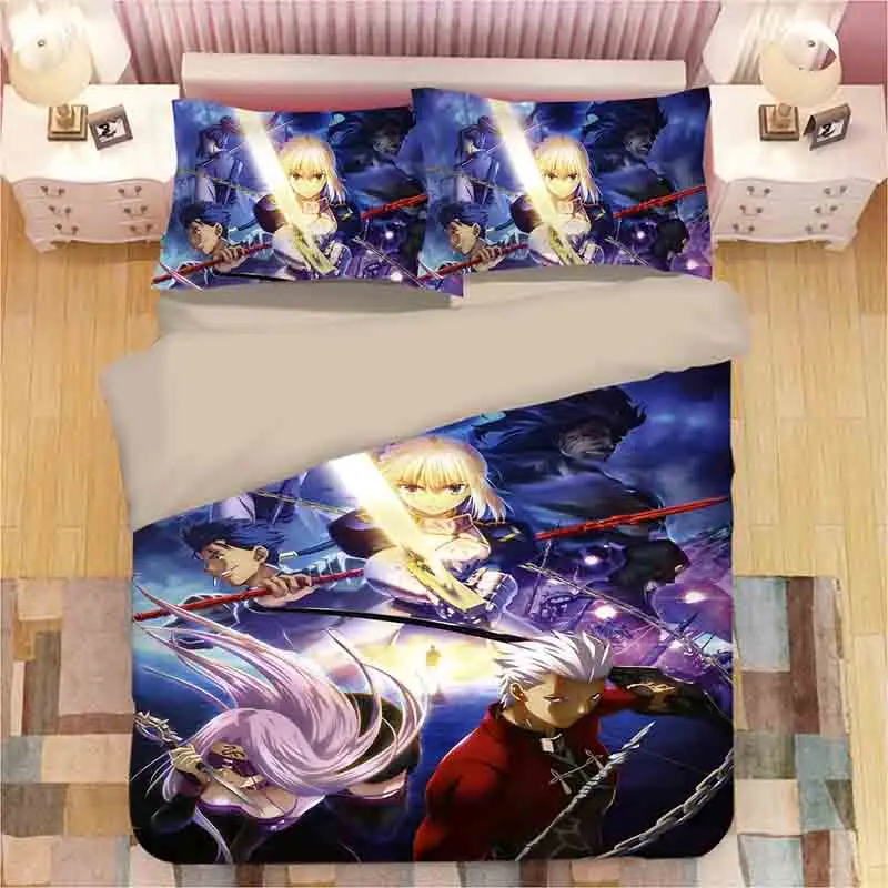 Fate/apocrip 3D мультфильм постельное белье с аниме набор Joan of Arc пододеяльник Твин Королева Король Утешитель комплекты постельного белья постельное белье(без простыни - Цвет: 19