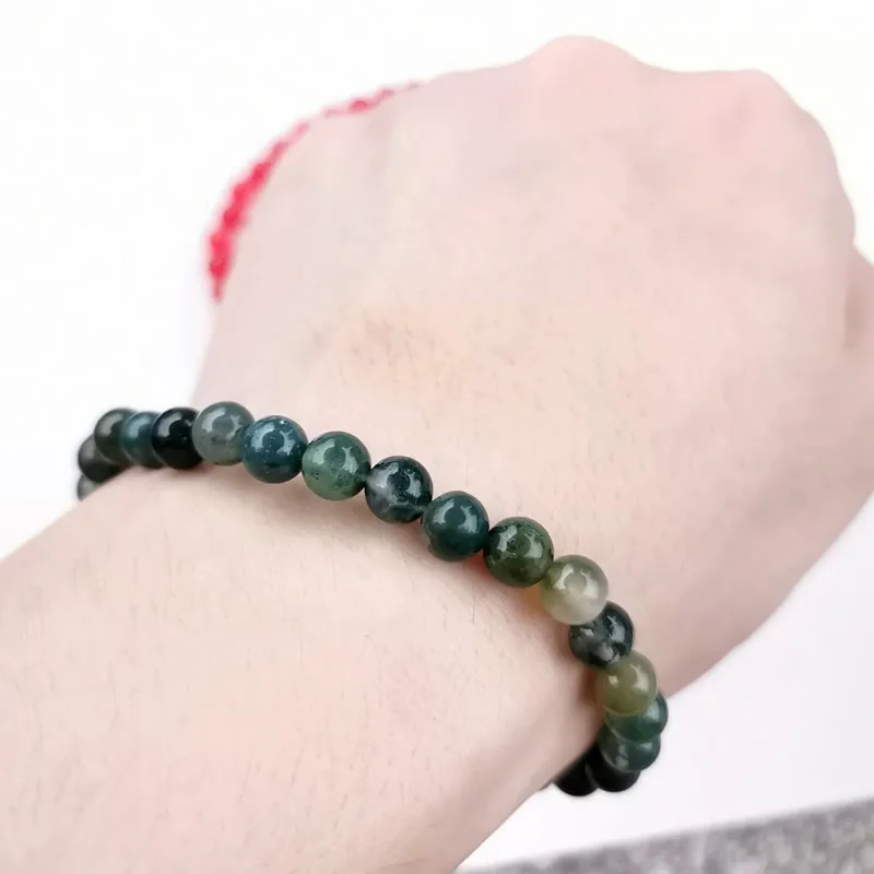 Water grass agate Минималистичный 6 мм натуральный браслет для женщин и мужчин тигровый глаз розовый кристалл вулканический каменный Агат из бисера Йога стрейч браслеты - Окраска металла: Water grass agate