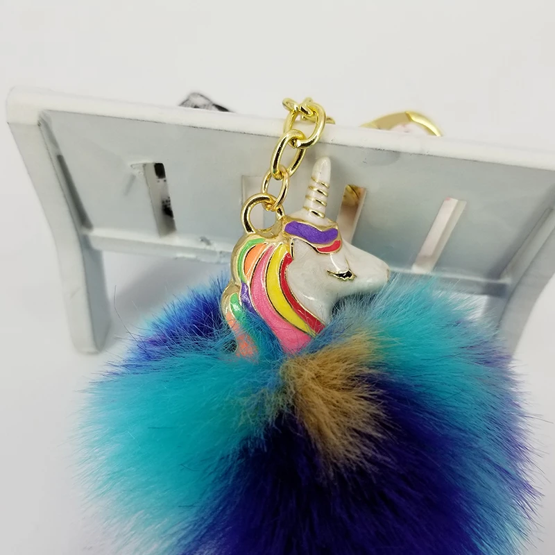 Брелок на цепочке с единорогом светящиеся ночью пушистые шарики ювелирные