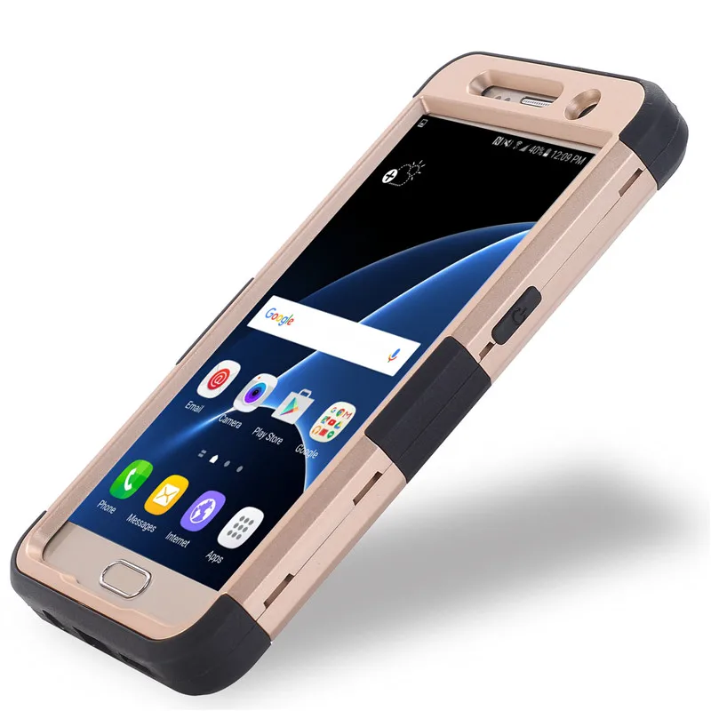 For Samsung Galaxy s7 case Hybrid Heavy Duty Shockproof Flat color back Case with 3 in 1 Dual Layer Hard PC Soft Silicone Coque | Мобильные