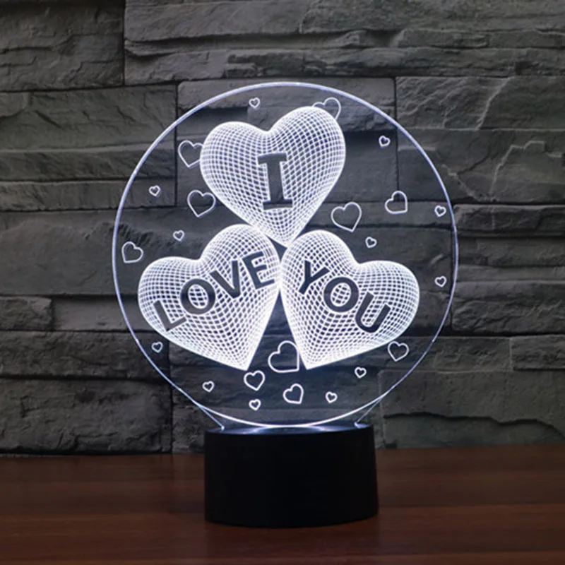 TAMPROAD 3D Illusion Lamp I Love You Acrylic Night Light Romantic Valentine's Day Gift for Lover Gradient with USB Line | Лампы и