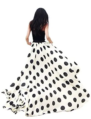 Женская шифоновая юбка макси в горошек с завышенной талией|maxi skirt black|long maxi skirtfashion