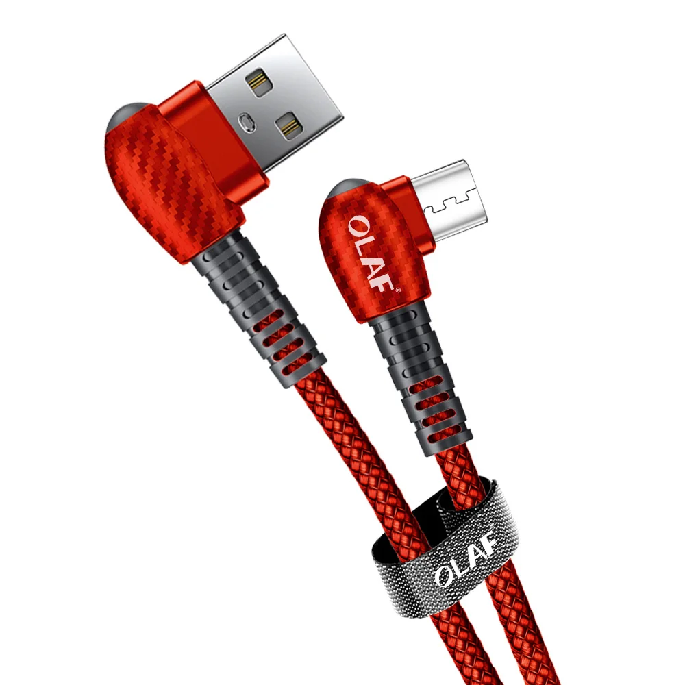 Олаф 2.4A Micro USB кабель 90 градусов кабель для передачи данных для samsung huawei LG Xiaomi Redmi Android планшет Microusb Быстрая зарядка - Цвет: Red