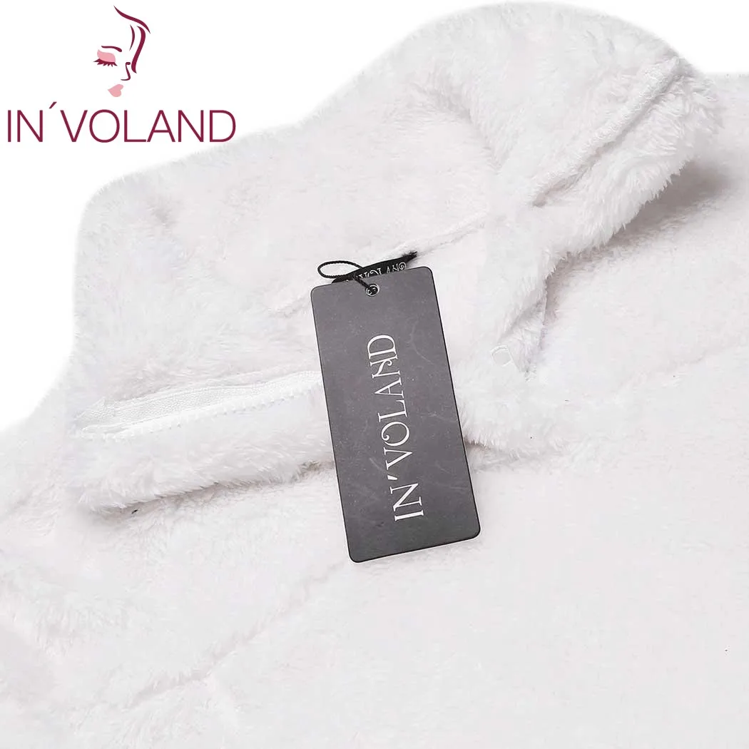 IN'VOLAND Plus Sizes XL-5XL Women Sweater Tops Autumn Winter Zip-up Stand Collar Long Sleeve Fleece Large Pullover Big Size | Женская