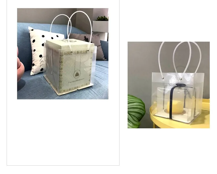 new arrival square portable gift bags with handles transpanrent plastic flower containing bags food packaging shopping bags