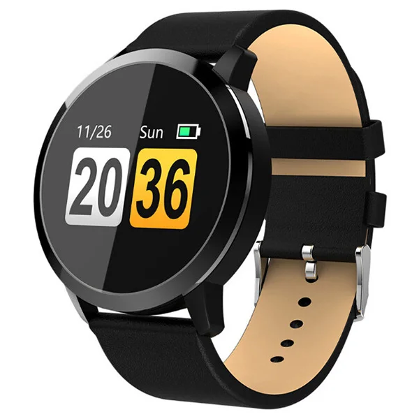 Leather Black Diggro Q8 Смарт-часы OLED цветной экран Водонепроницаемый фитнес-трекер Женская мода монитор сердечного ритма умные часы для Android iOS - Цвет: Leather Black