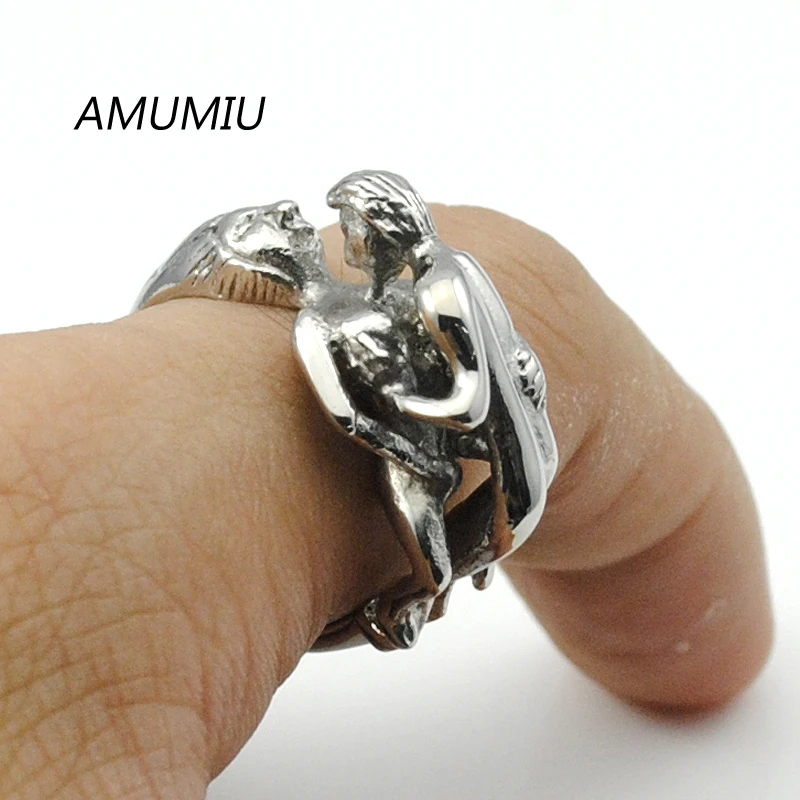 Мужское и женское кольцо AMUMIU классическое из нержавеющей стали с романтическими
