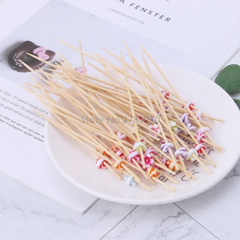 100pcs 12cm Flower Fruit Picks Dessert Buffet Salad Fork Cake Muffin Vegetable Cocktail Sticks for Home Wedding Party | Дом и сад