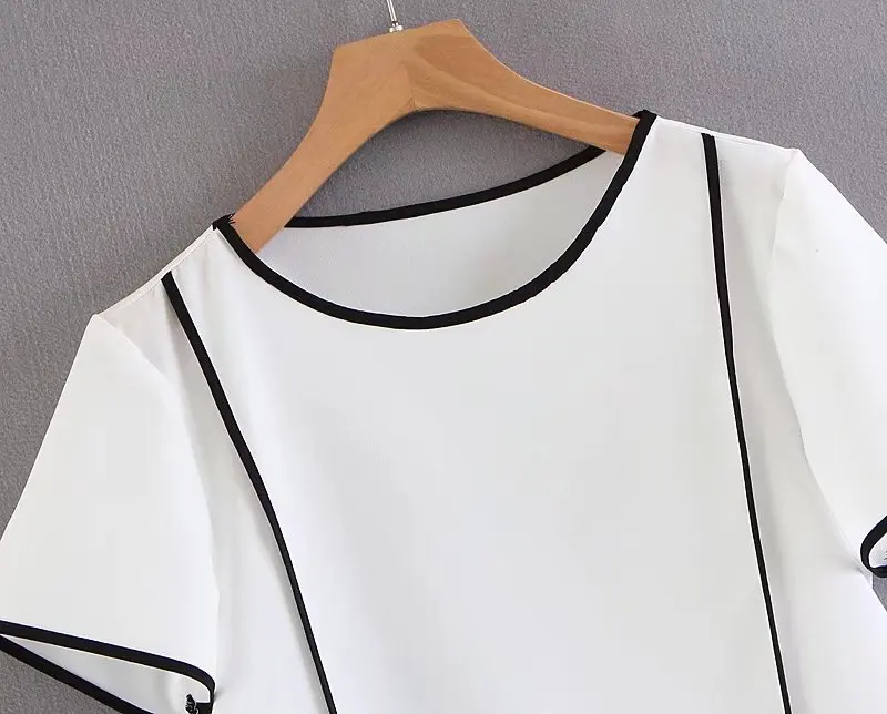 OMCHION Blusas Mujer 2018 г. летние женские блузки в полоску с короткими рукавами и круглым