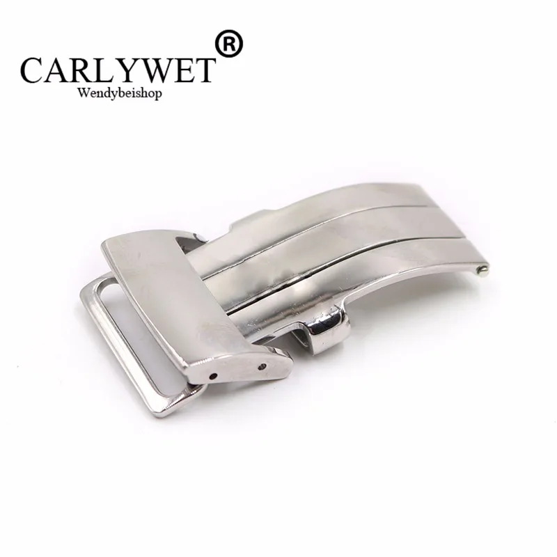 Ремешок для часов CARLYWET из нержавеющей стали 316L серебристый полированный 20 мм