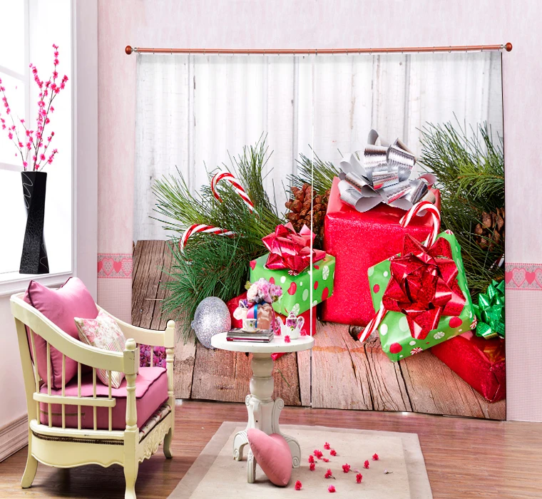 Рождественские подарки в мультяшном стиле 3d живопись затемненные шторы офисное