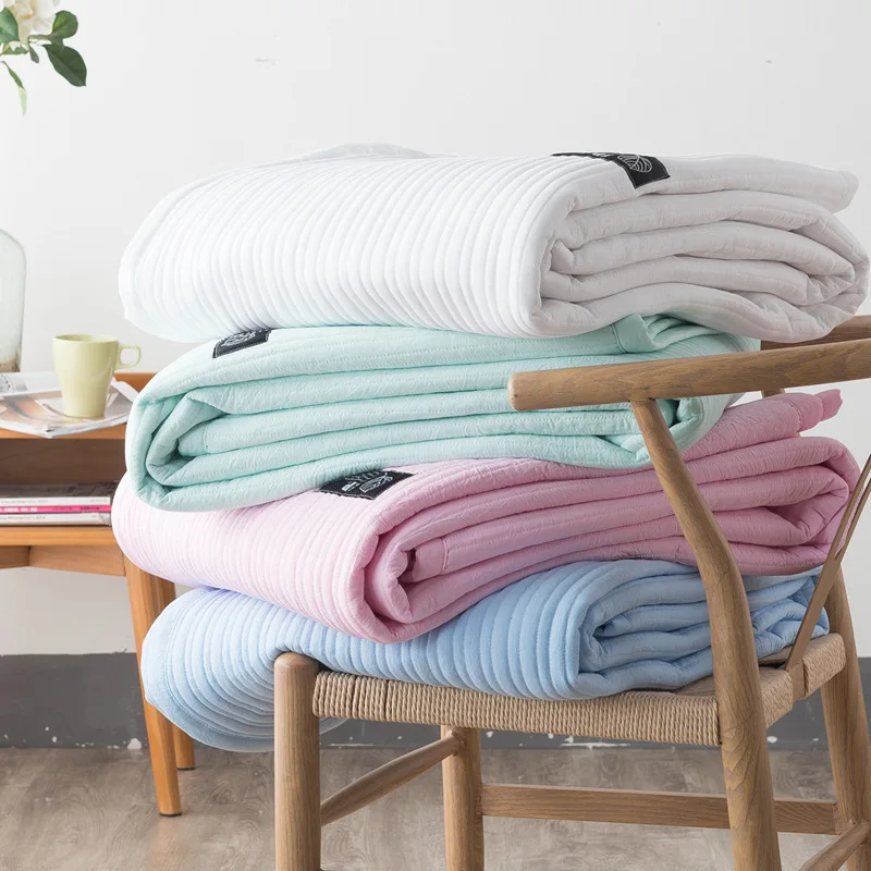 Одеяло однотонное хлопковое стеганое покрывало с вареным макароном супермягкое