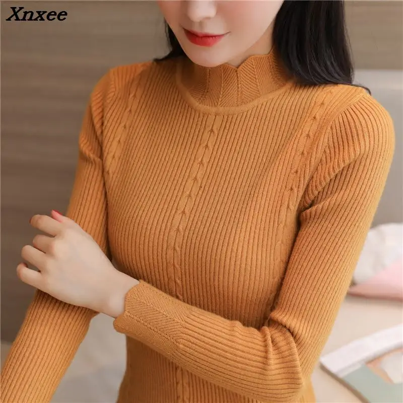 

The new winter sweater in a long sleeved sweater Korean Short semi Turtleneck Shirt slim thickening Xnxee