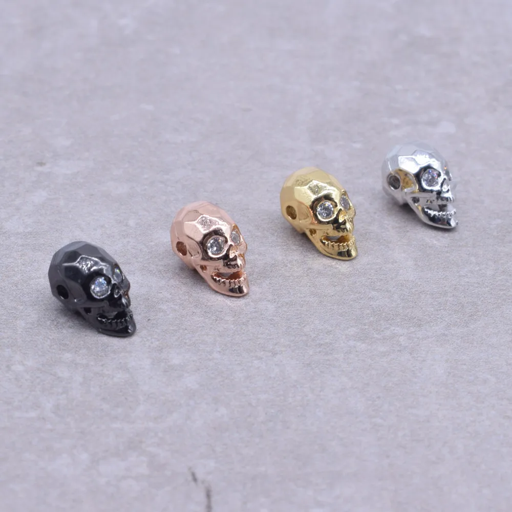 4 Pcs/Lots Skull Charm Copper Inlaid Zircon Suitable for Jewelry Making DIY Necklace Bracelet Pendant Findings Components Bijoux | Украшения