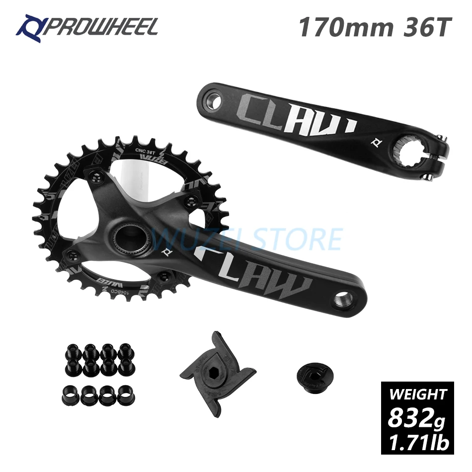 WUZEI mtb велосипедные рукоятки пластины 4 лак для ногтей, 104 BCD 170/175 мм/30/32/34/36/38 T Круглый звездочки шатун для горного велосипеда комплект велосипедная часть - Цвет: 170mm Black 36T