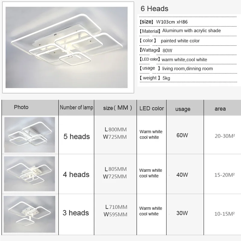 Квадратная акриловая алюминиевая подсветка Fiveying для гостиной спальни комнатное