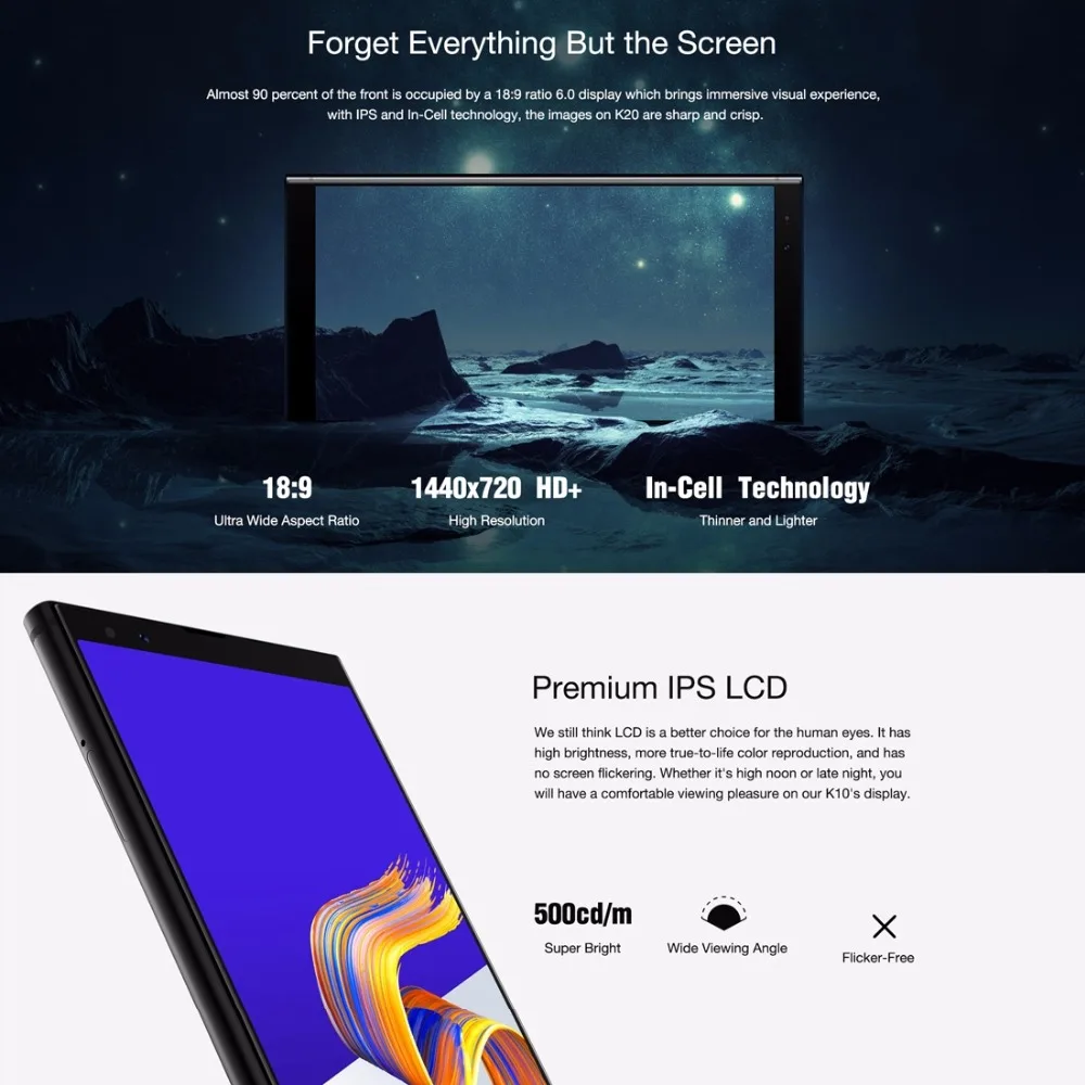 KXD EL K20 Android 8 1 мобильный телефон 5 7 &quot ВЫСОКАЯ ЧЁТКОСТЬ MTK6750 Octa Core 3 Гб оперативной