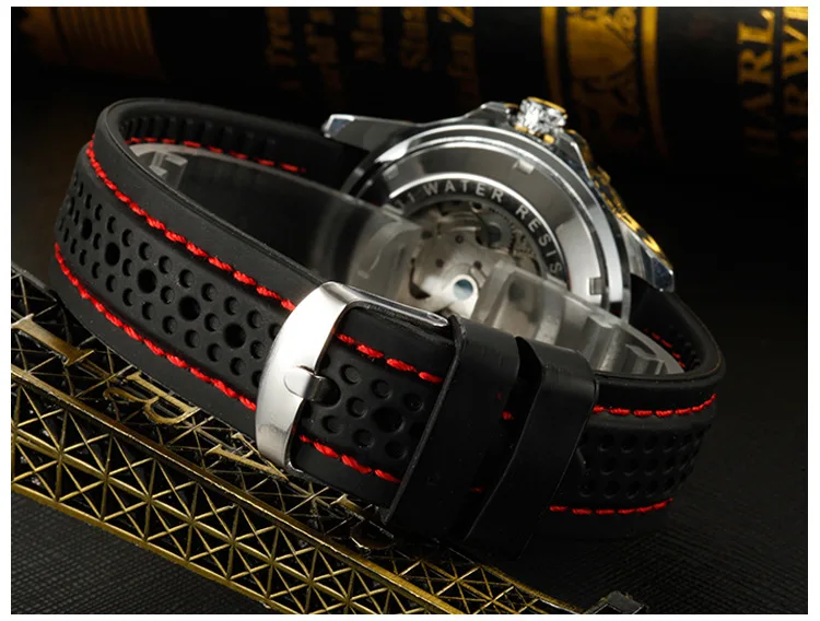 Новые модные мужские силиконовые спортивные часы WINNER механические наручные с