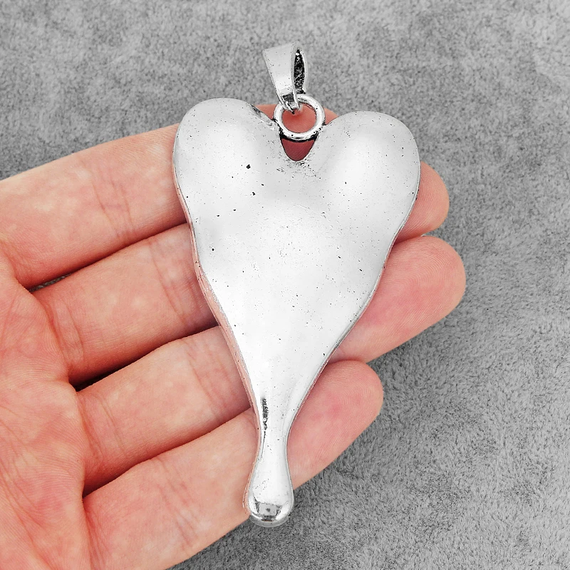 

2PCS Large Heart Charms Pendants DIY Necklace Jewelry Findings