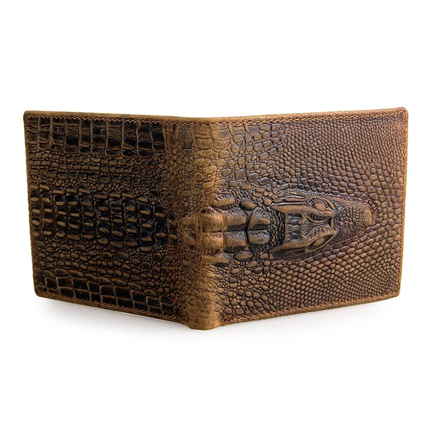 Мужской брендовый кошелек из натуральной кожи WERICHEST короткий крокодиловой с