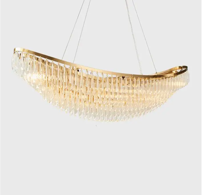 

Современная люстра из золотистого хрусталя, дуплексный строительный светильник, роскошная декоративная люстра для лодок, возможен индивид...