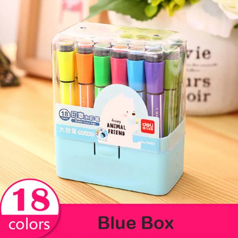 18 Colors Blue Box 18 шт./лот двойной прибор для стемпинга ручка новинка маркер штамп аксессуары для офиса детская игрушка для разрисовывания ручка-печатка - Цвет: 18 Colors Blue Box