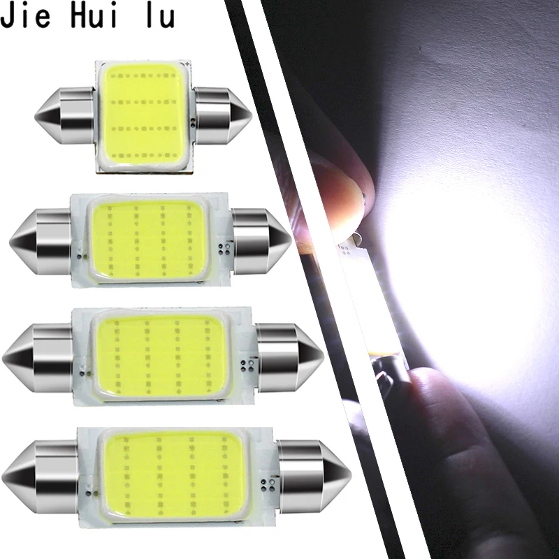 100 шт. 12В белый C5W 12chip гирлянда Cob 31 мм 36 39 42 Автомобильные светодиодные интерьерные