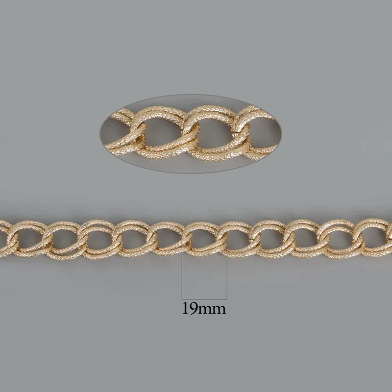 Мужские и женские цепочки из алюминия 1 метр 19x17 мм золотистого/серебристого