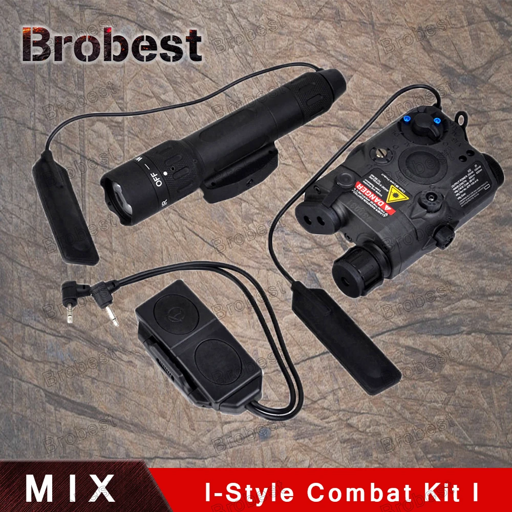 

Airsoft Tactical Light Combo includes PEQ 15 WMX-200 Flashlight Double Remote Control Switch Fits 20mm RIS Rail